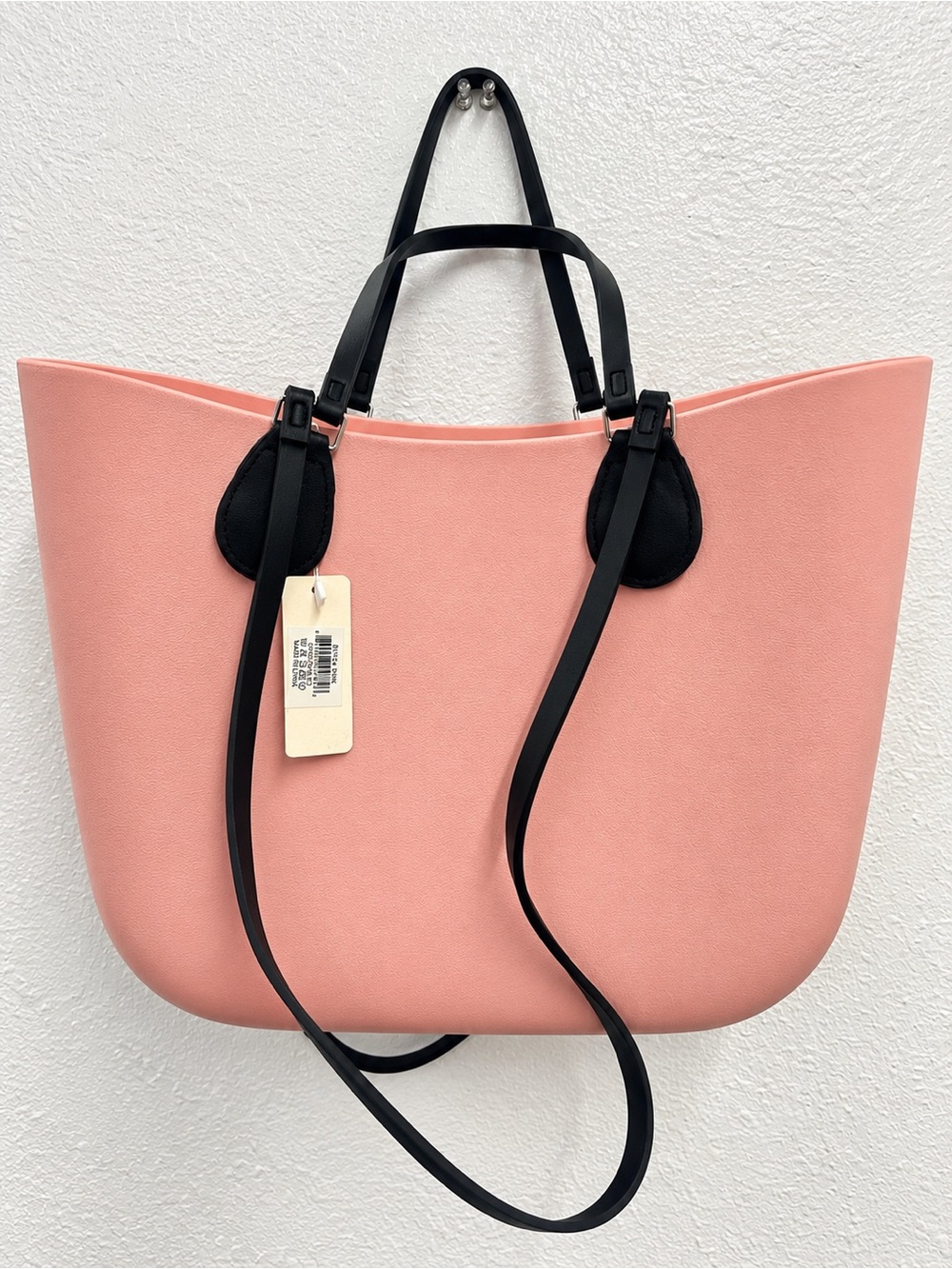 Soft Pink Tote with Black Straps